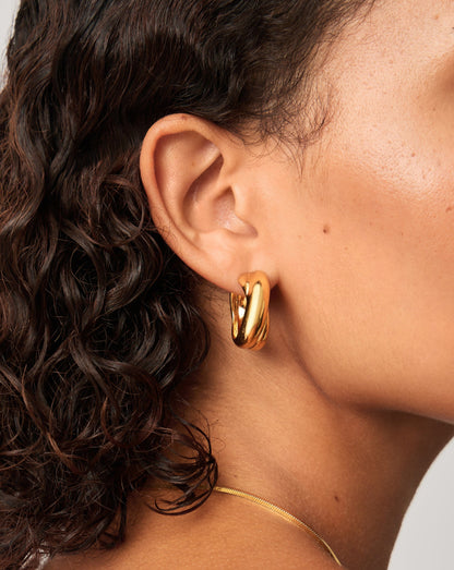 Lucy Williams Chunky Medium Entwine Hoop Earrings | 18k Gold Plated